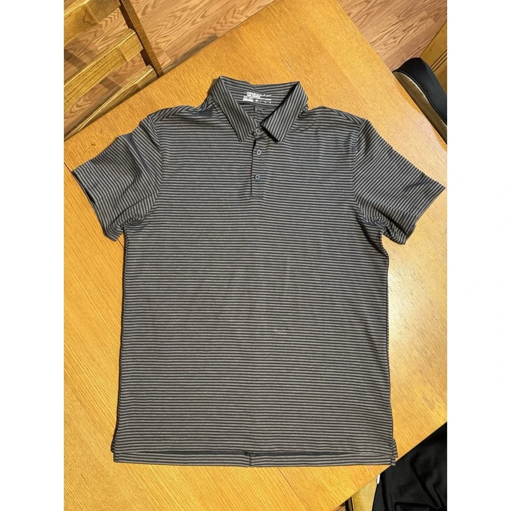 Nike Golf Tour Premium Dri Fit Polo Shirt XL‎ Gray Black Striped Stretch